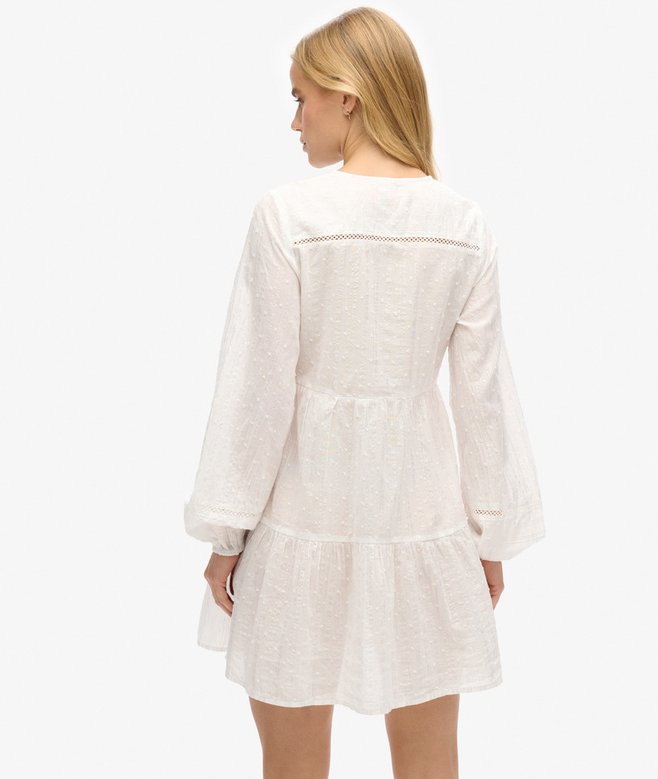 Superdry Ibiza Long Sleeve Tiered Sparkle Mini Dress