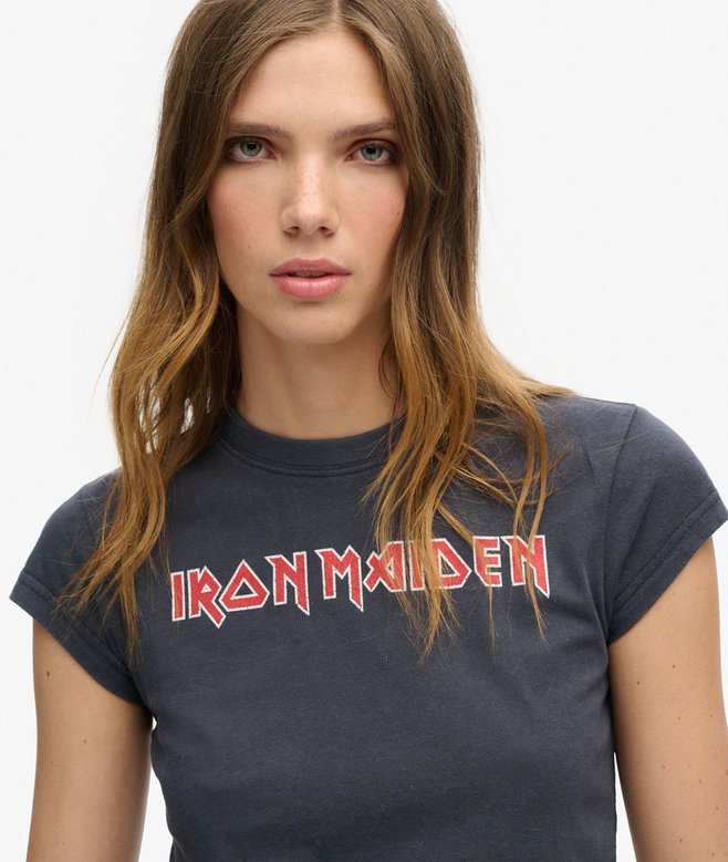 Superdry Iron Maiden X Superdry Cap Sleeve Band T-Shirt