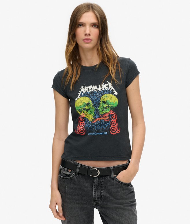 superdry Metallica x Superdry Cap Sleeve Band T-Shirt