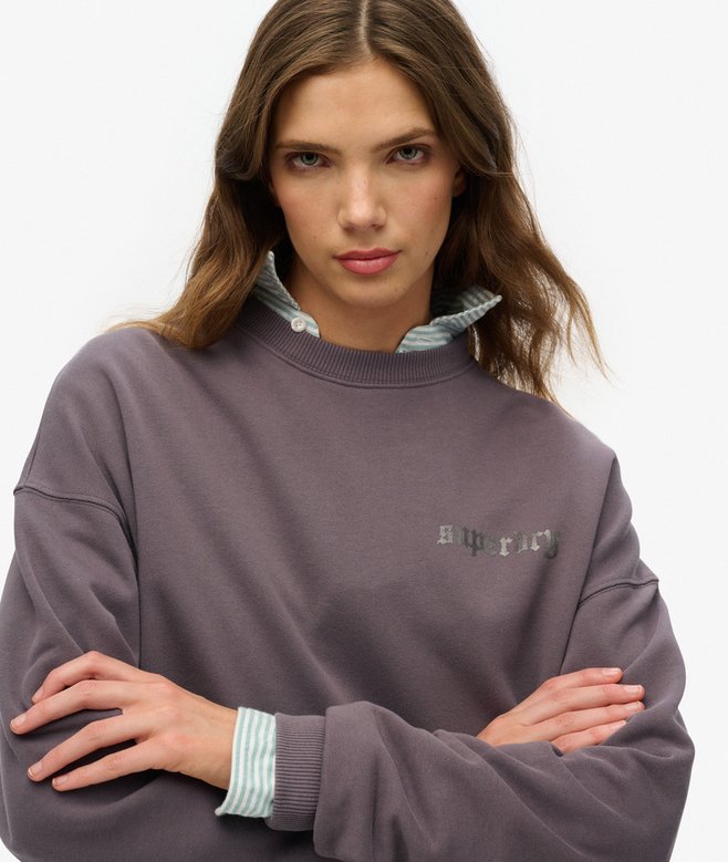 Superdry Old School Tattoo Oversized Crew Sweatshirt