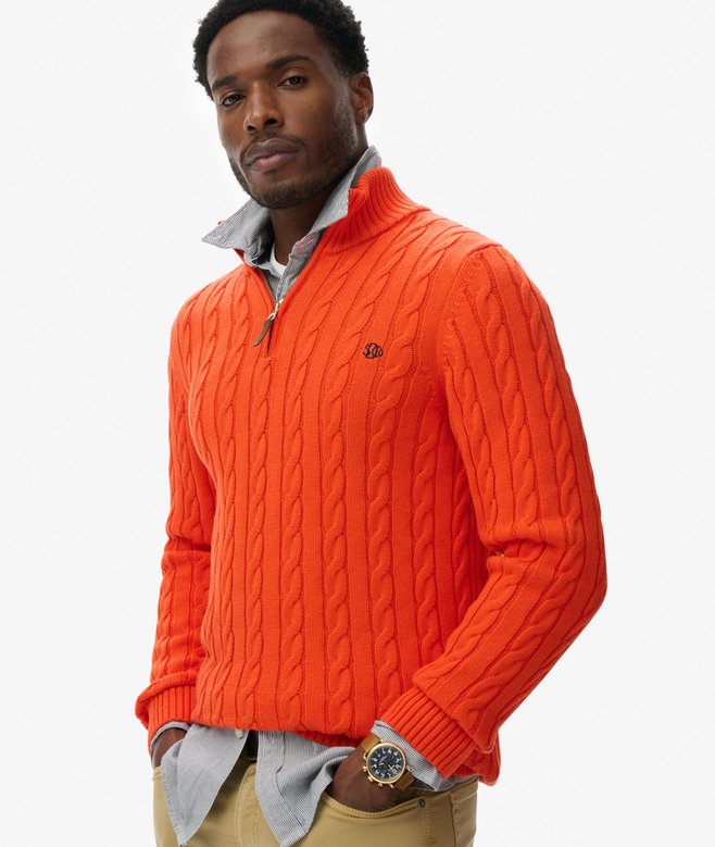 Superdry Organic Cotton Classic Cable Half-Zip Jumper