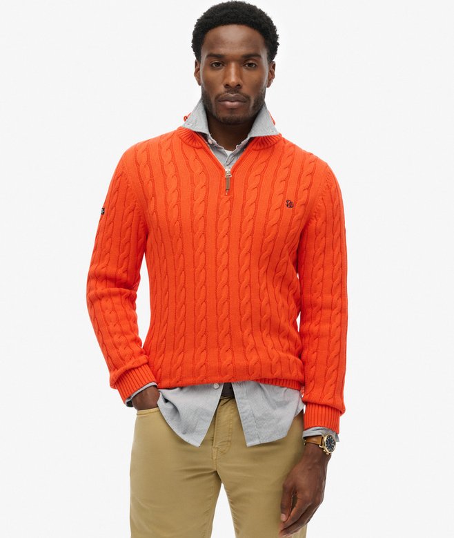 superdry Organic Cotton Classic Cable Half-Zip Jumper