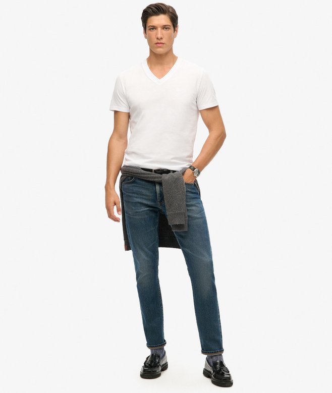 Superdry Organic Cotton Embroidered Logo V Neck T-Shirt