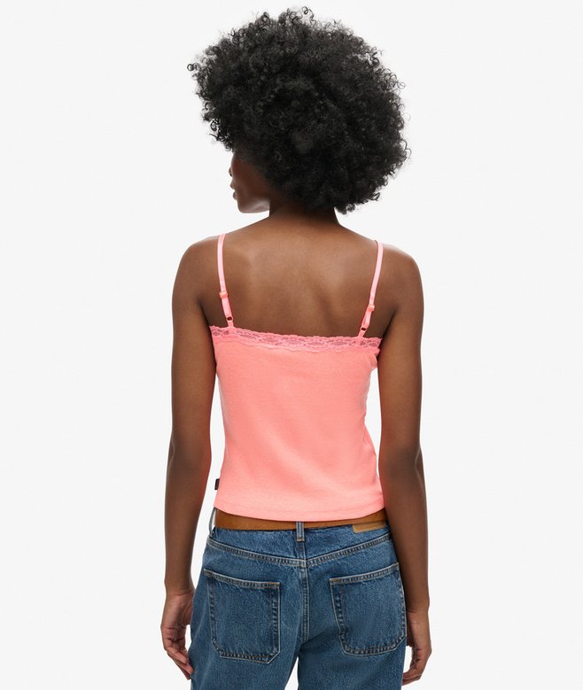 Superdry Organic Cotton Essential Rib Lace Cami Top
