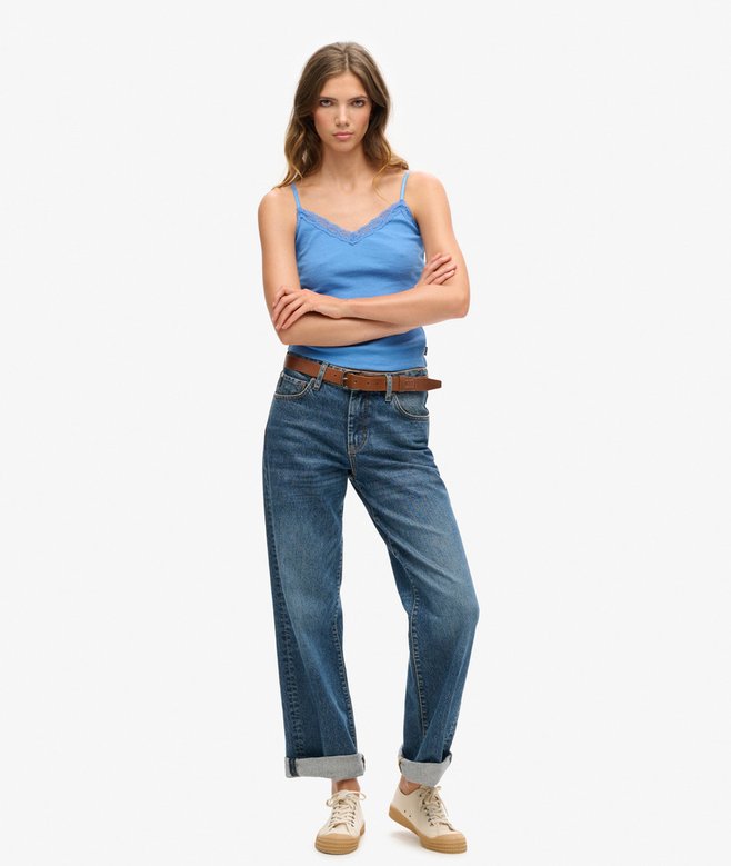 Superdry Organic Cotton Essential Rib Lace Cami Top