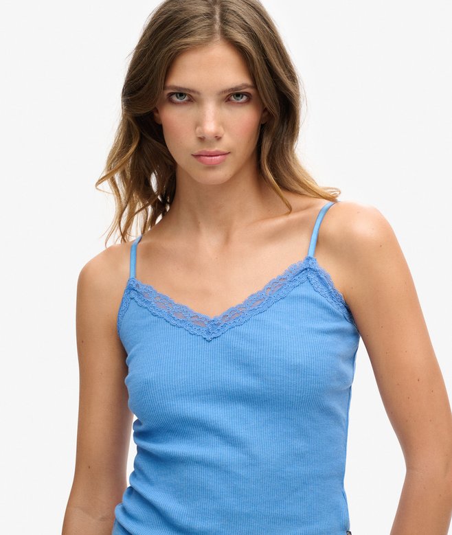 Superdry Organic Cotton Essential Rib Lace Cami Top