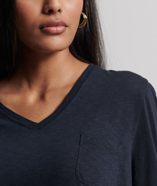Superdry Organic Cotton Long Sleeve Pocket V-Neck Top