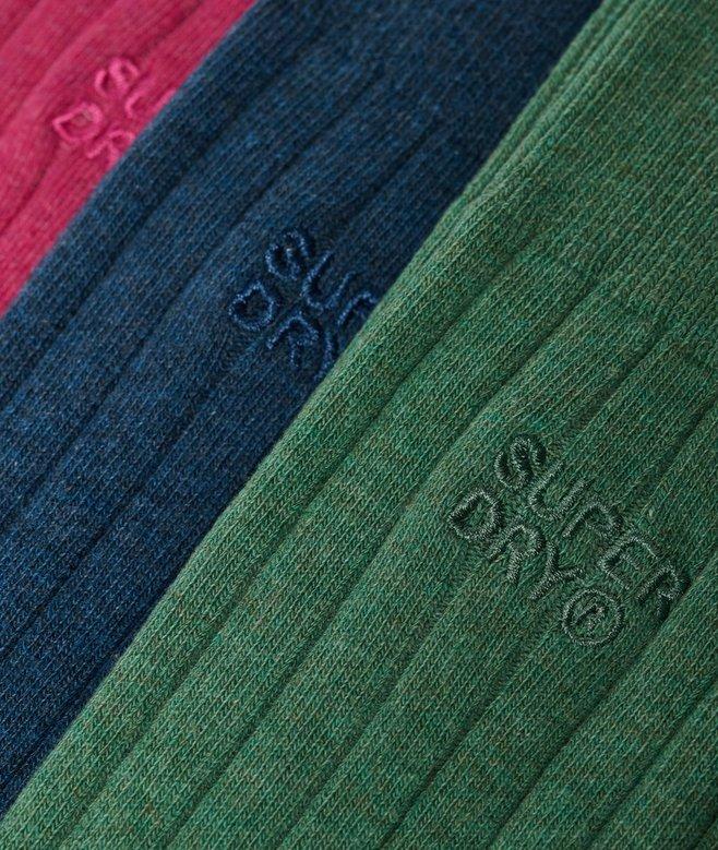 Superdry Organic Cotton Unisex Core Rib Crew Sock 3 Pack
