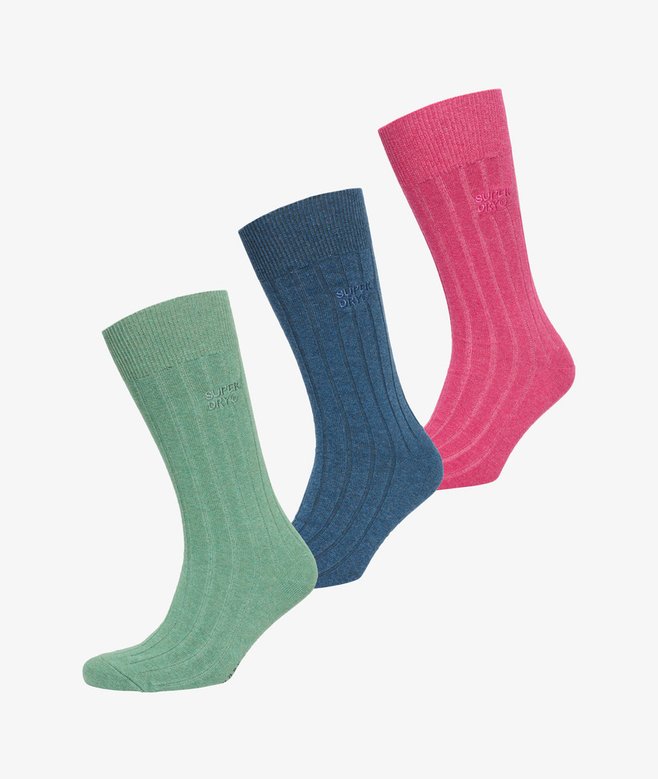 superdry Organic Cotton Unisex Core Rib Crew Sock 3 Pack