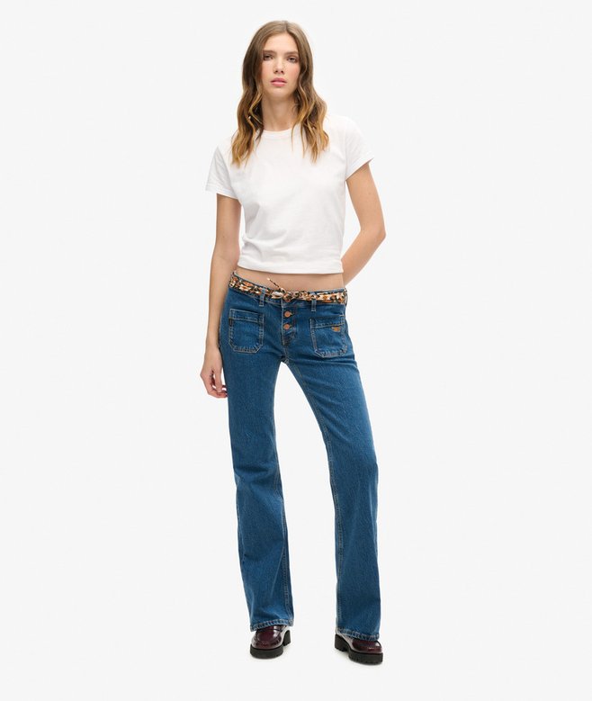 superdry Organic Cotton Vintage Low Rise Slim Flare Jeans