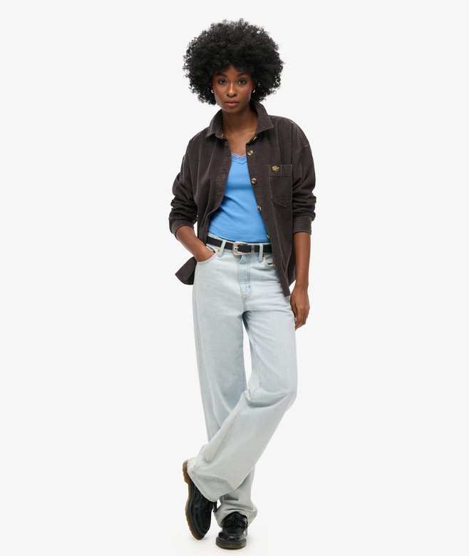 Superdry Organic Cotton Vintage Rib Lace Trim Cami Top