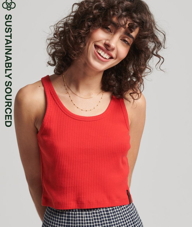 superdry Organic Cotton Vintage Ribbed Crop Vest Top