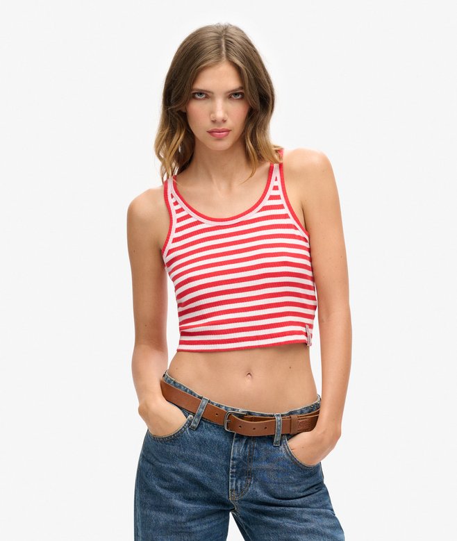 superdry Organic Cotton Vintage Ribbed Crop Vest Top