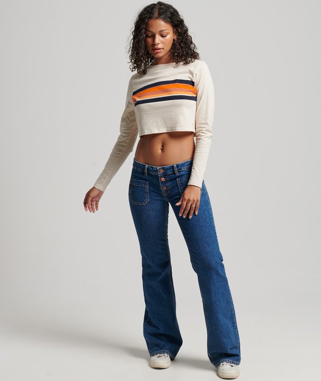 Superdry Organic Cotton Vintage Stripe Crop Long Sleeve Top