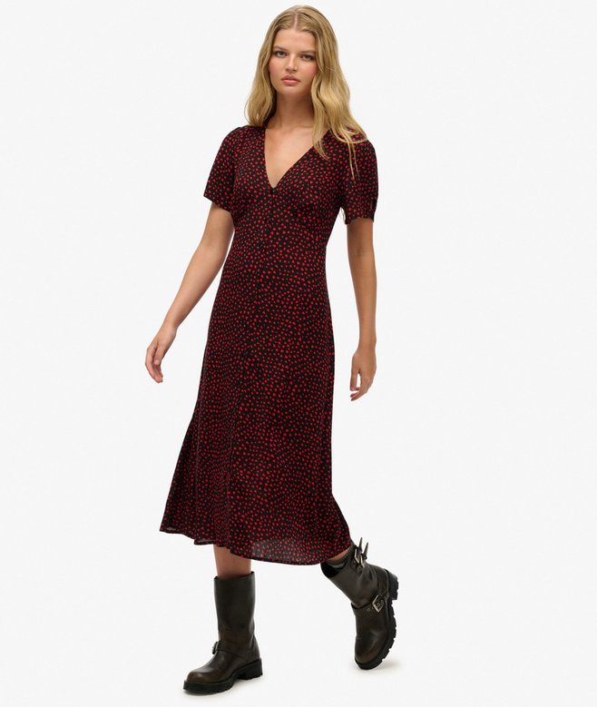 Superdry Printed Button-up Short Sleeve Midi Tea Dress
