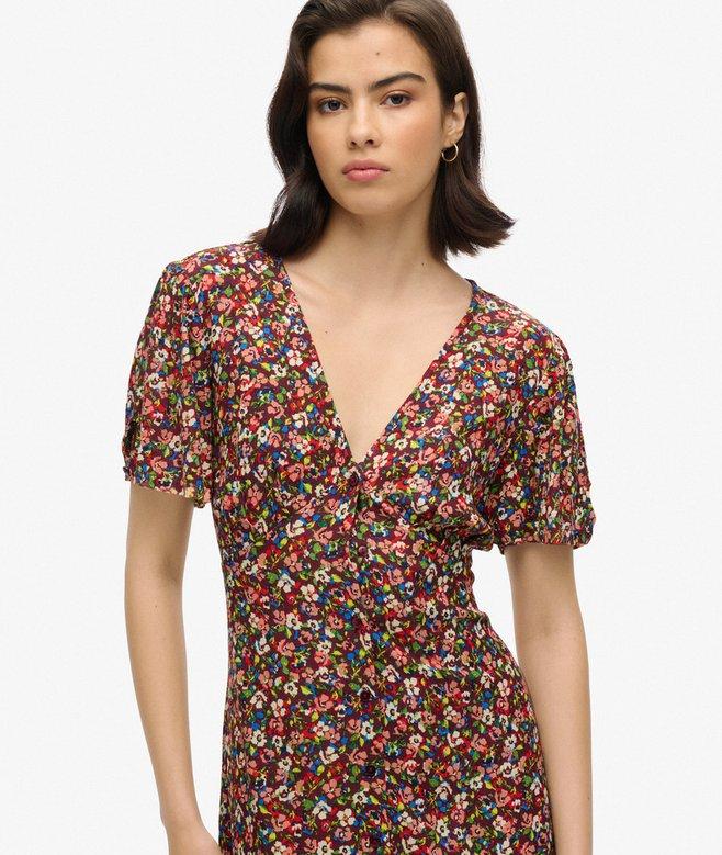 Superdry Printed Button-up Short Sleeve Midi Tea Dress