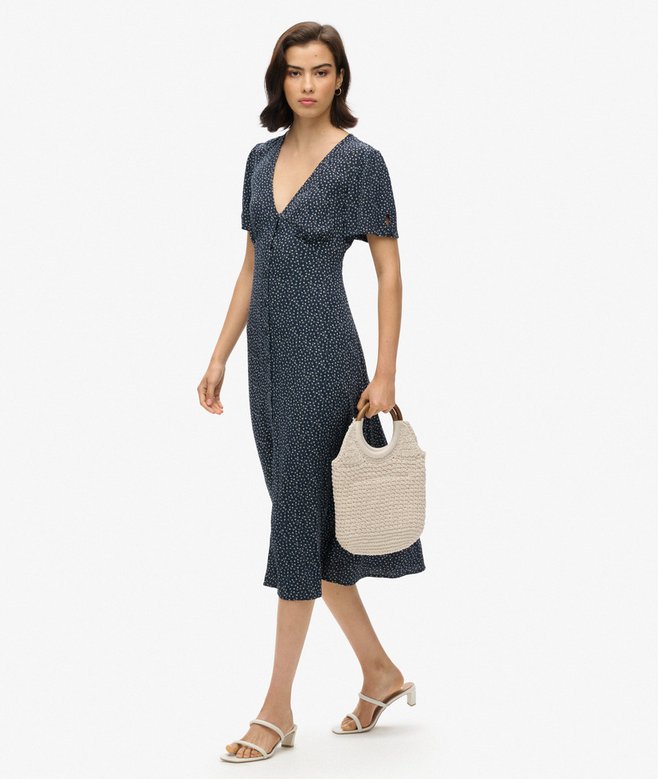 Superdry Printed Button-up Short Sleeve Midi Tea Dress