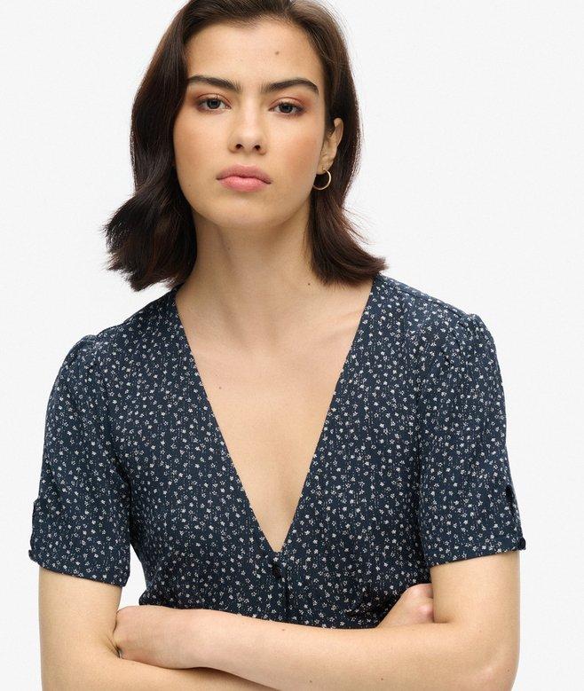 Superdry Printed Button-up Short Sleeve Midi Tea Dress