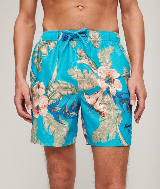 superdry Recycled Hawaiian Print 17-inch Swim Shorts