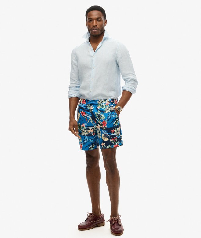 superdry Recycled Hawaiian Print 17-inch Swim Shorts
