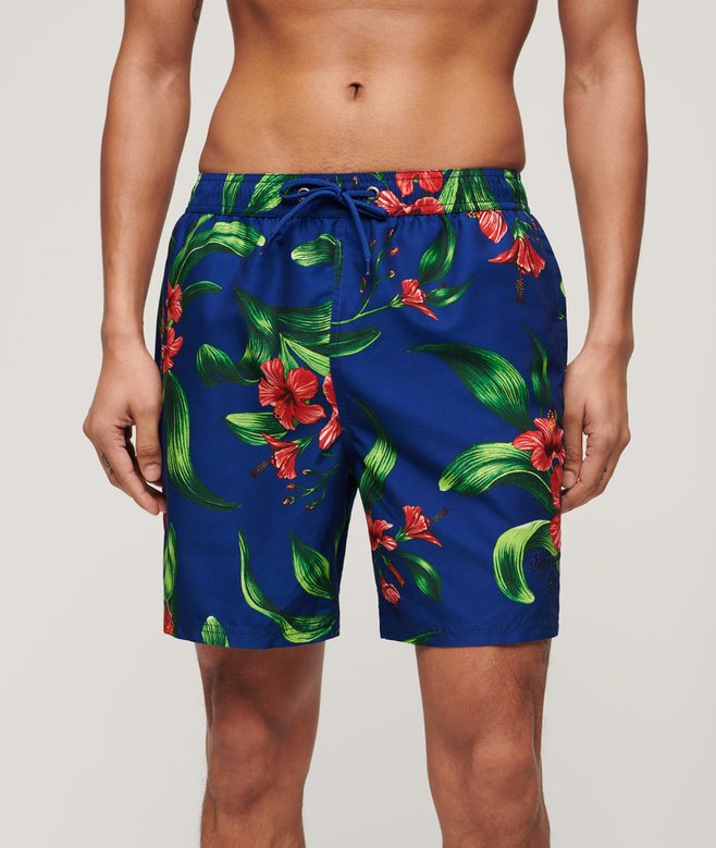 superdry Recycled Hawaiian Print 17-inch Swim Shorts