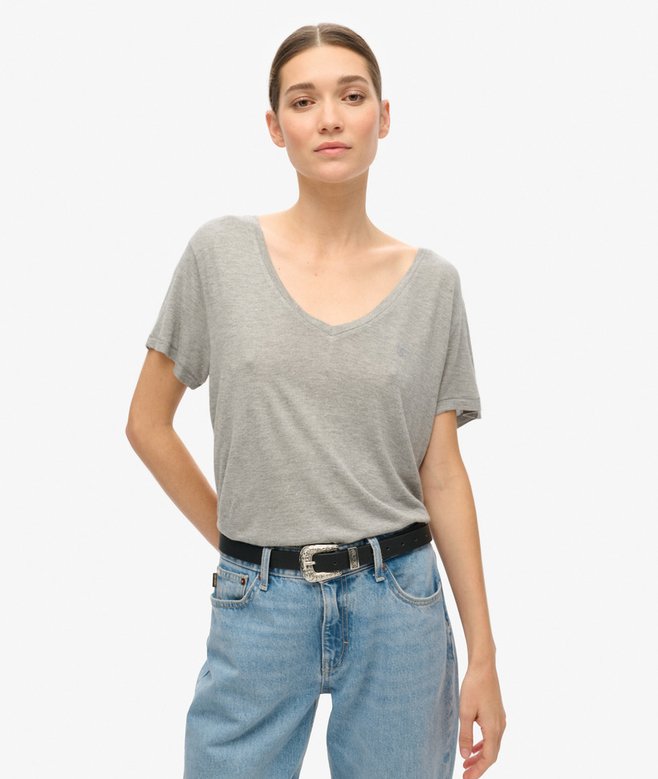 superdry Studios Slub Embroidered V-Neckline T-Shirt