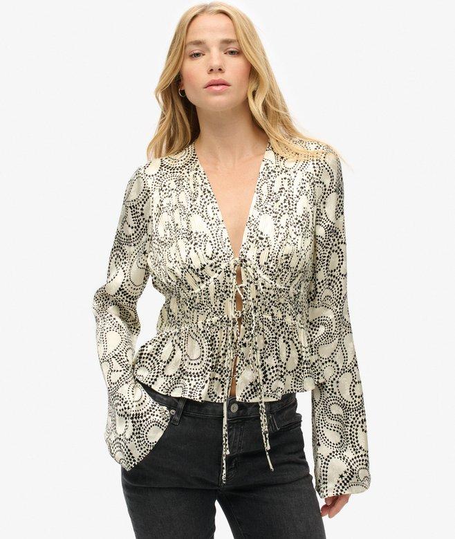 superdry 70s Sleeve Pleated Woven Top