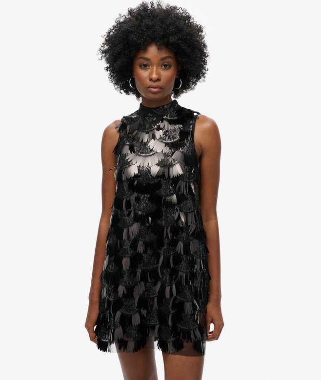 superdry A-Line Fringe Sequin Dress