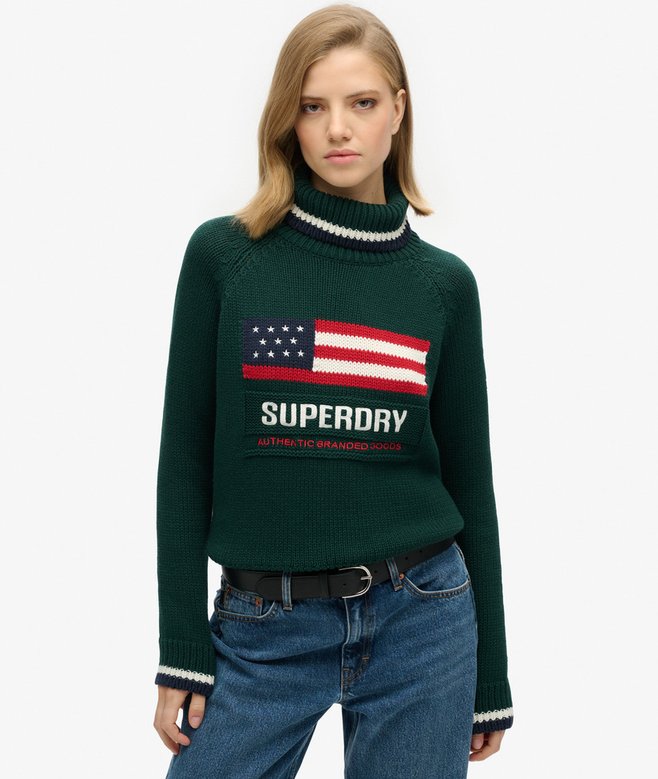 superdry Americana Roll Neck Knit Jumper