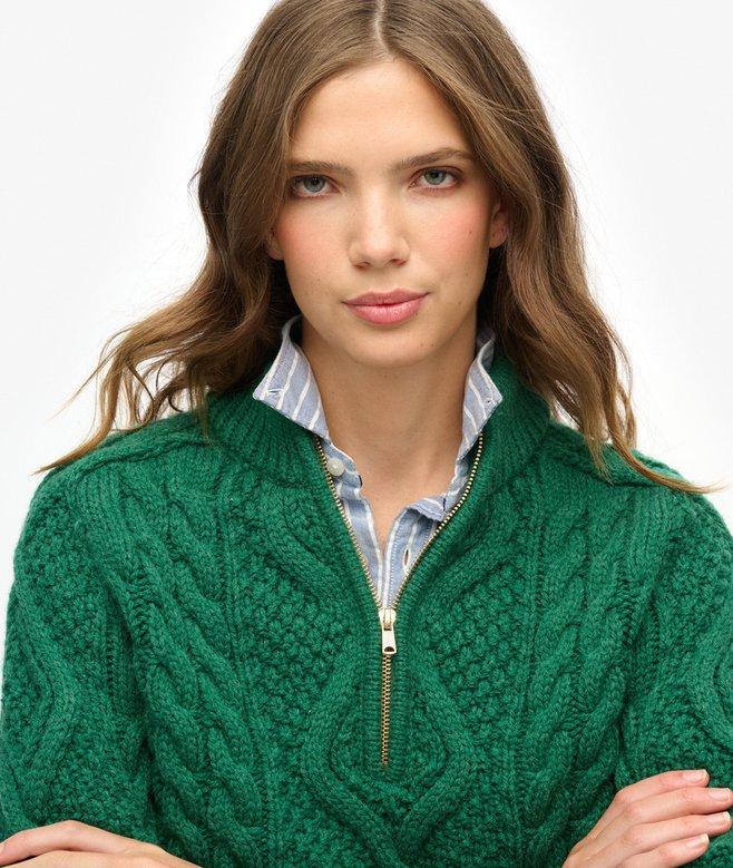 Superdry Aran Cable Knit Half Zip Jumper