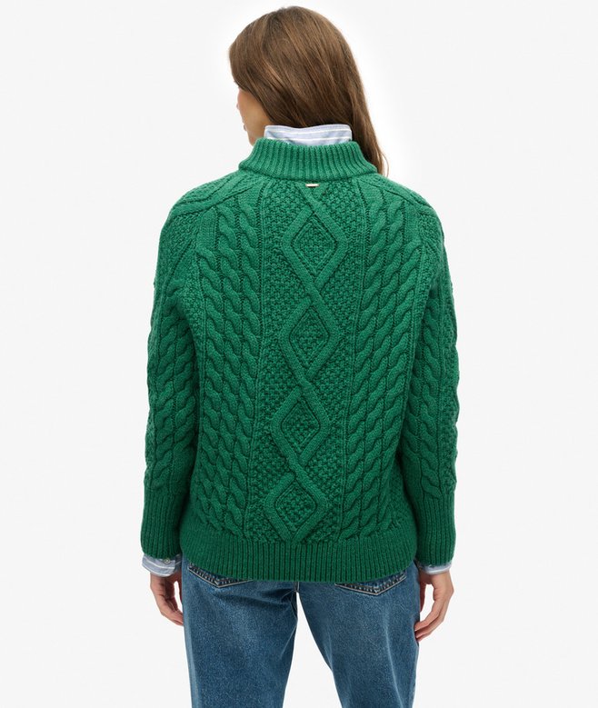 Superdry Aran Cable Knit Half Zip Jumper