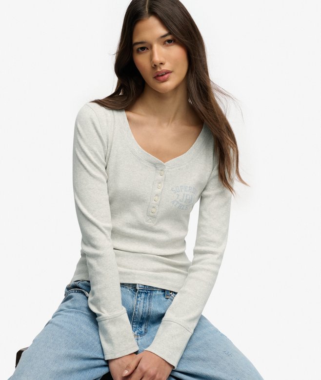 Superdry Athletic Button Down Long Sleeve Top