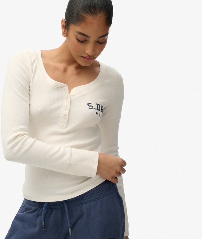 Superdry Athletic Button Down Long Sleeve Top