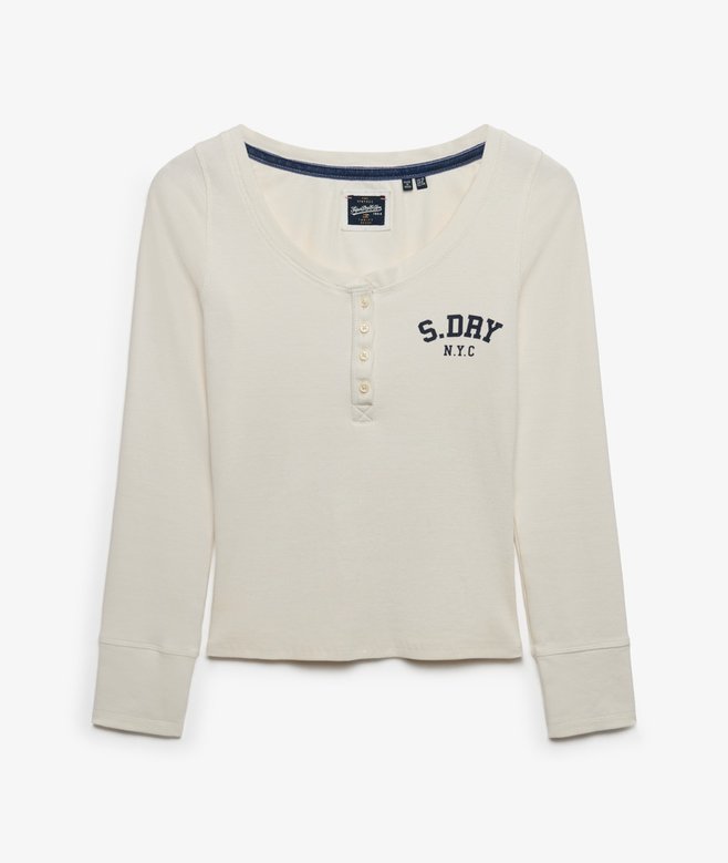 superdry Athletic Button Down Long Sleeve Top