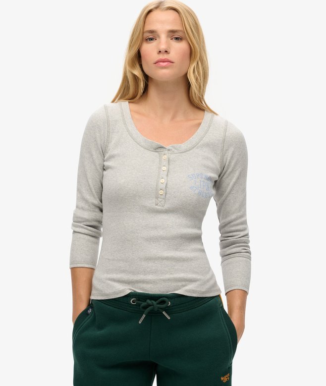 superdry Athletic Button Down Long Sleeve Top