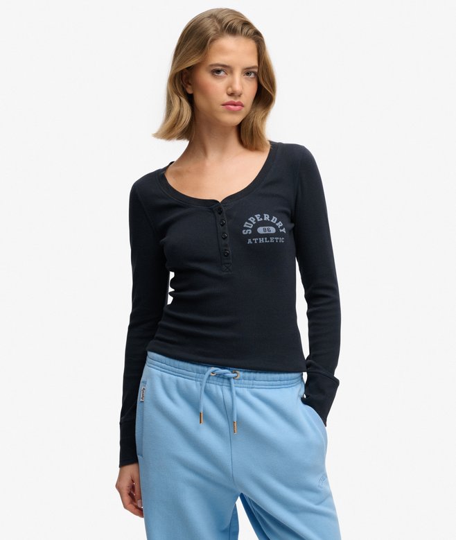 superdry Athletic Button Down Long Sleeve Top