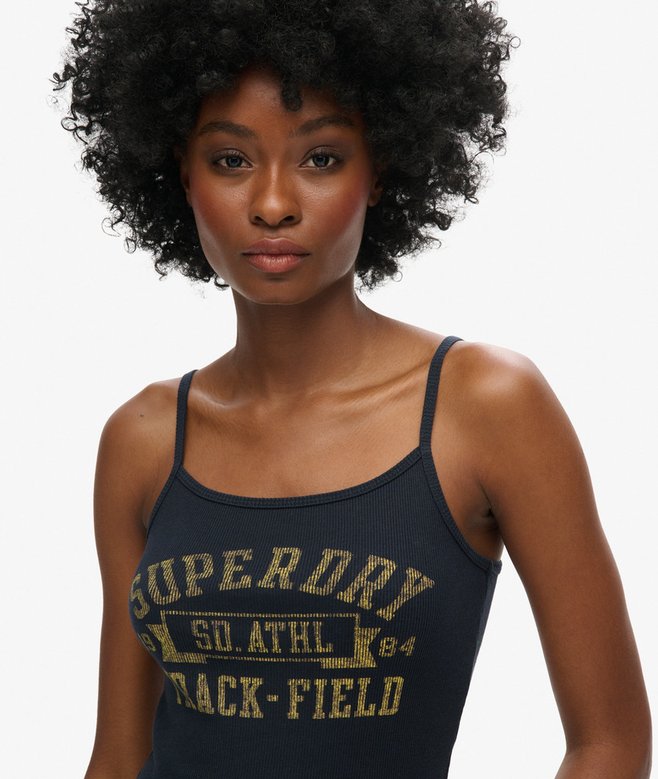Superdry Athletic College Graphic Rib Cami Top