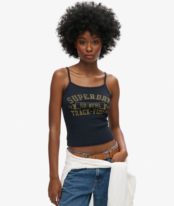 superdry Athletic College Graphic Rib Cami Top