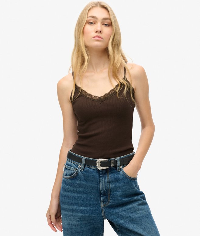 superdry Athletic Essential Lace Trim Cami Top