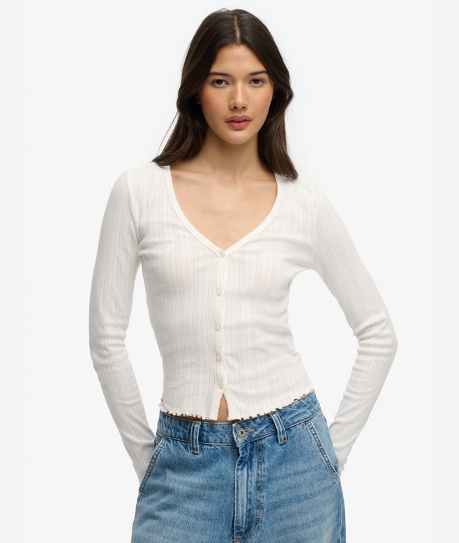 superdry Athletic Essential Pointelle Cardigan