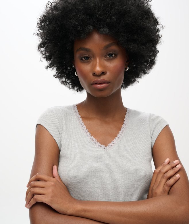 Superdry Athletic Essentials Lace Trim V-Neck Top