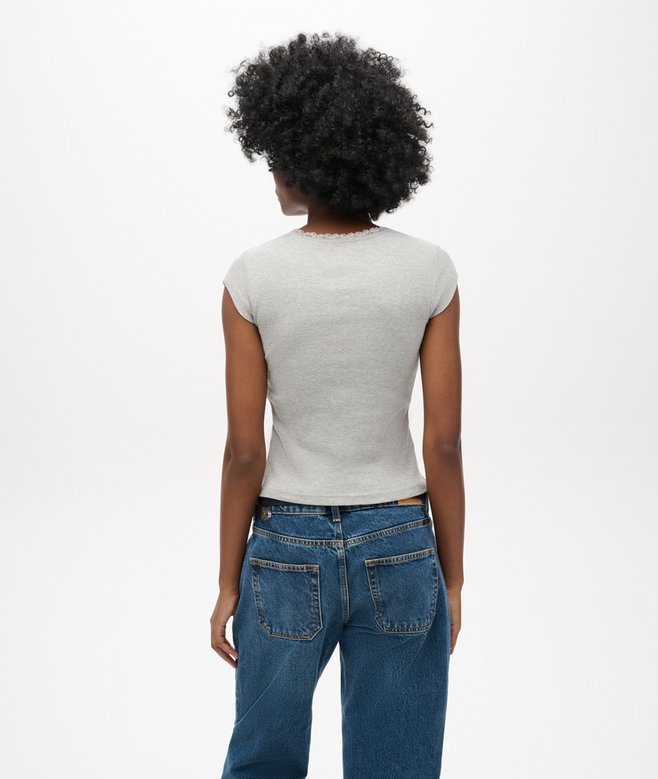 Superdry Athletic Essentials Lace Trim V-Neck Top