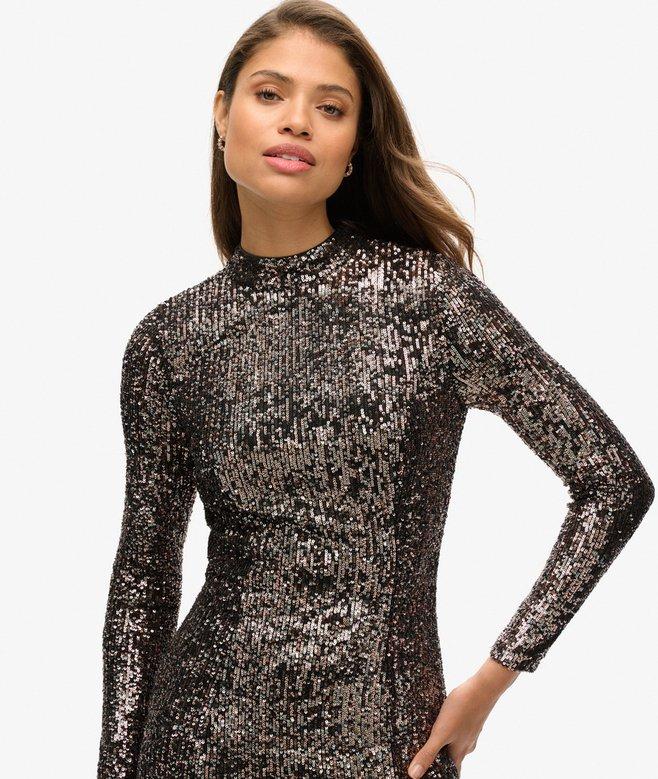 Superdry Backless Sequin Midi Dress