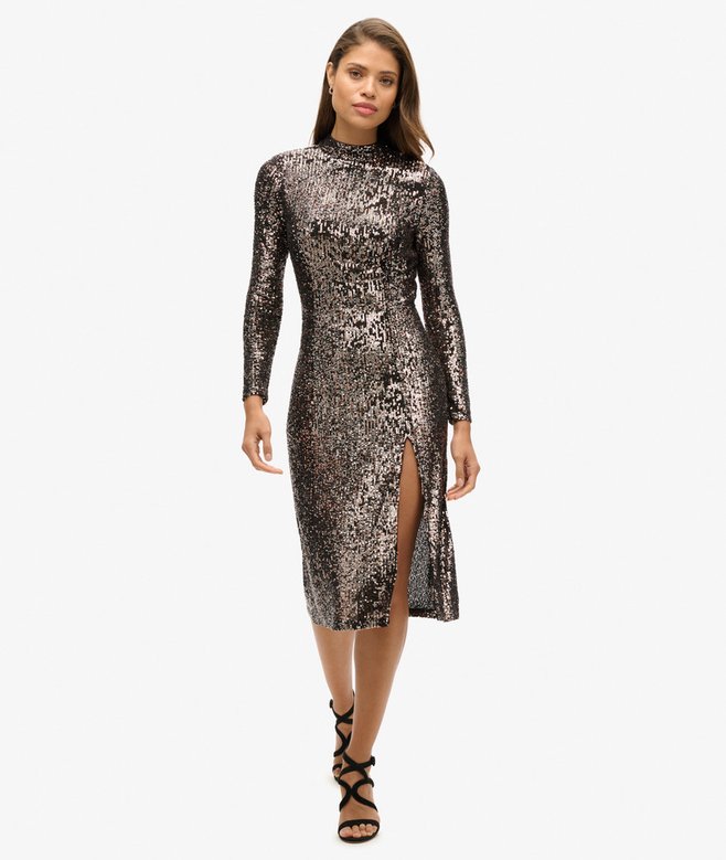 superdry Backless Sequin Midi Dress
