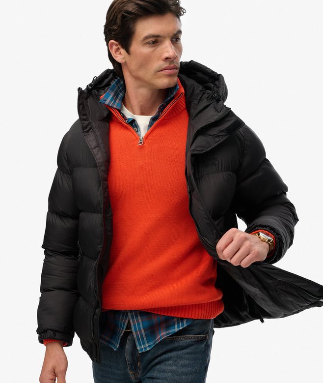 Superdry Black Puffer Jacket With Hood