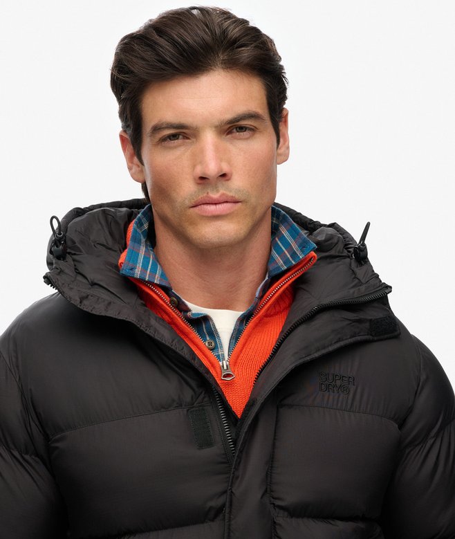 Superdry Black Puffer Jacket With Hood