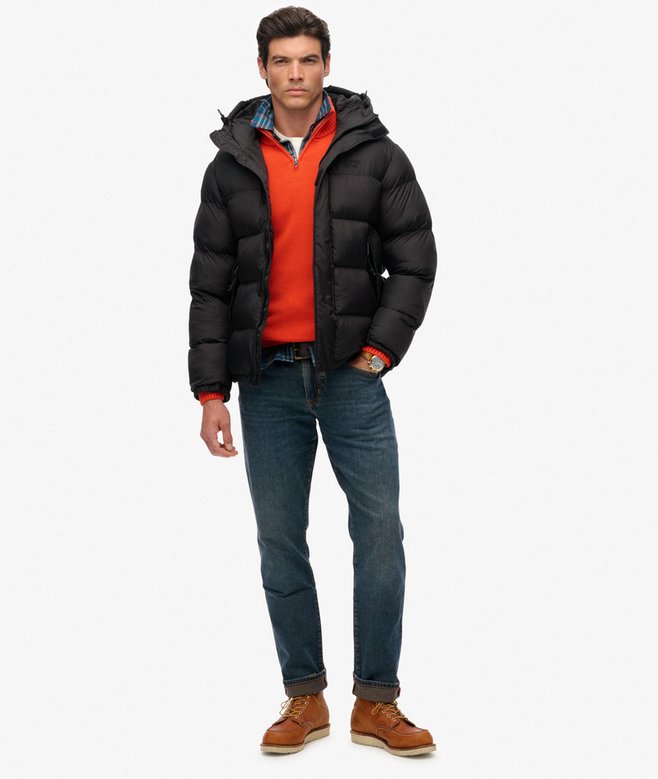 Superdry Black Puffer Jacket With Hood