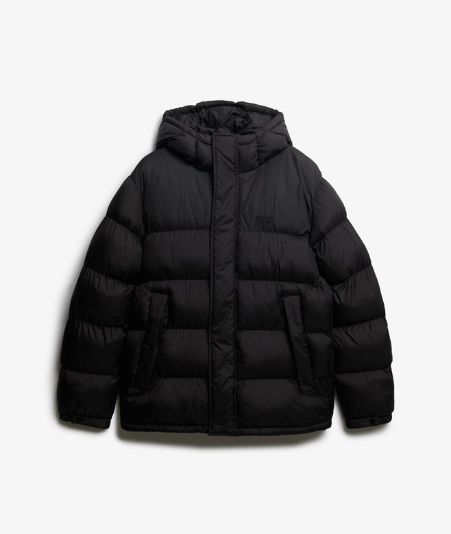 superdry Black Puffer Jacket with Hood