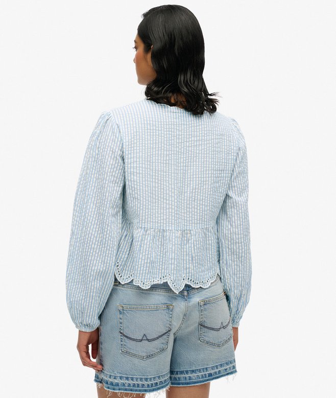 Superdry Broderie Long Sleeve Blouse