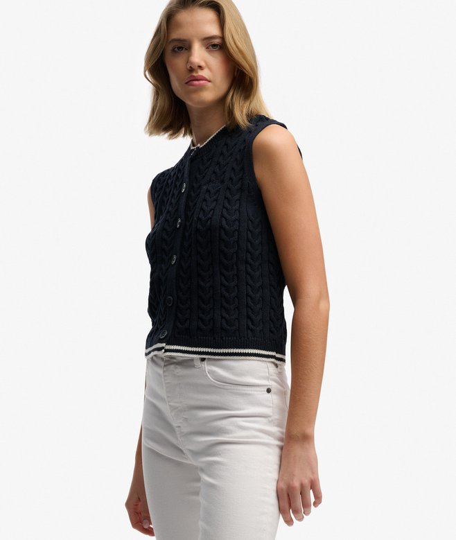 Superdry Cable Button Down Tank Top